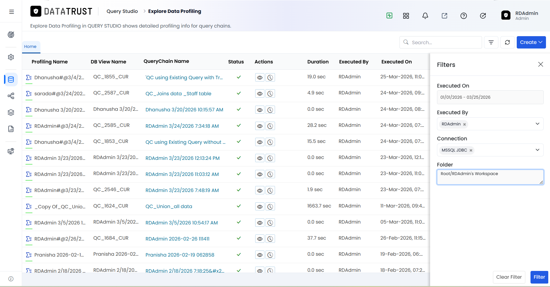 Filter fields filled in