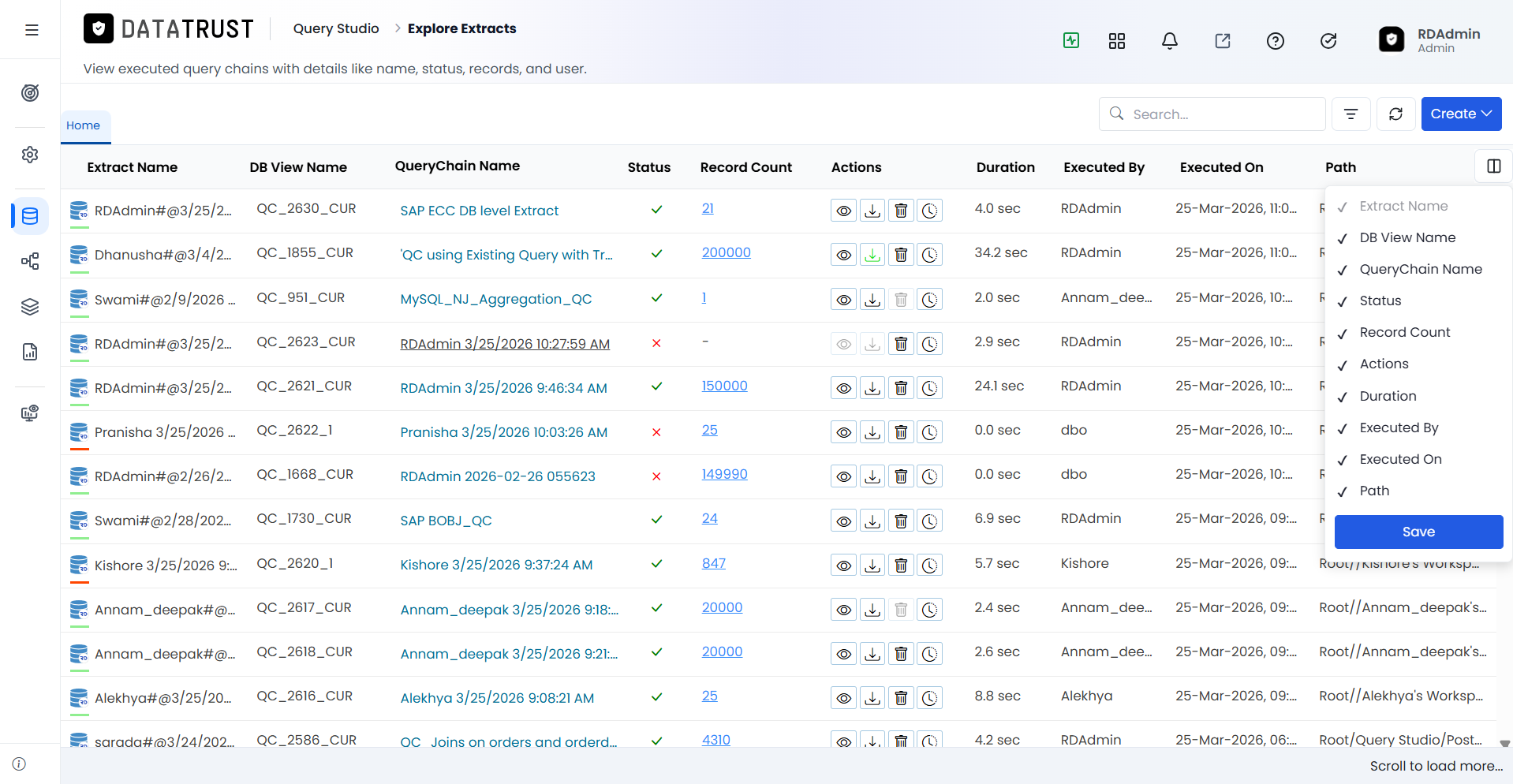 All fields selected by default