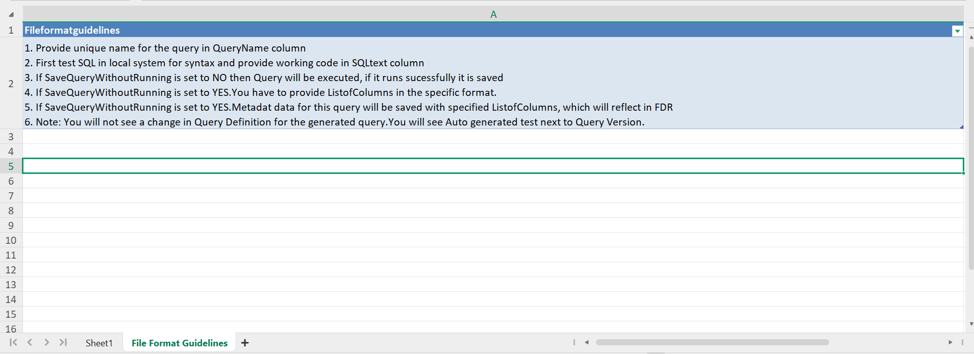 Click the file format guidelines tab