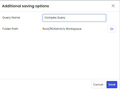 Save query pop up