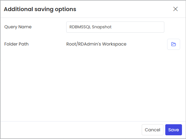 Additional saving options’ pop-up window