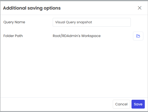 Additional saving options’ pop-up window