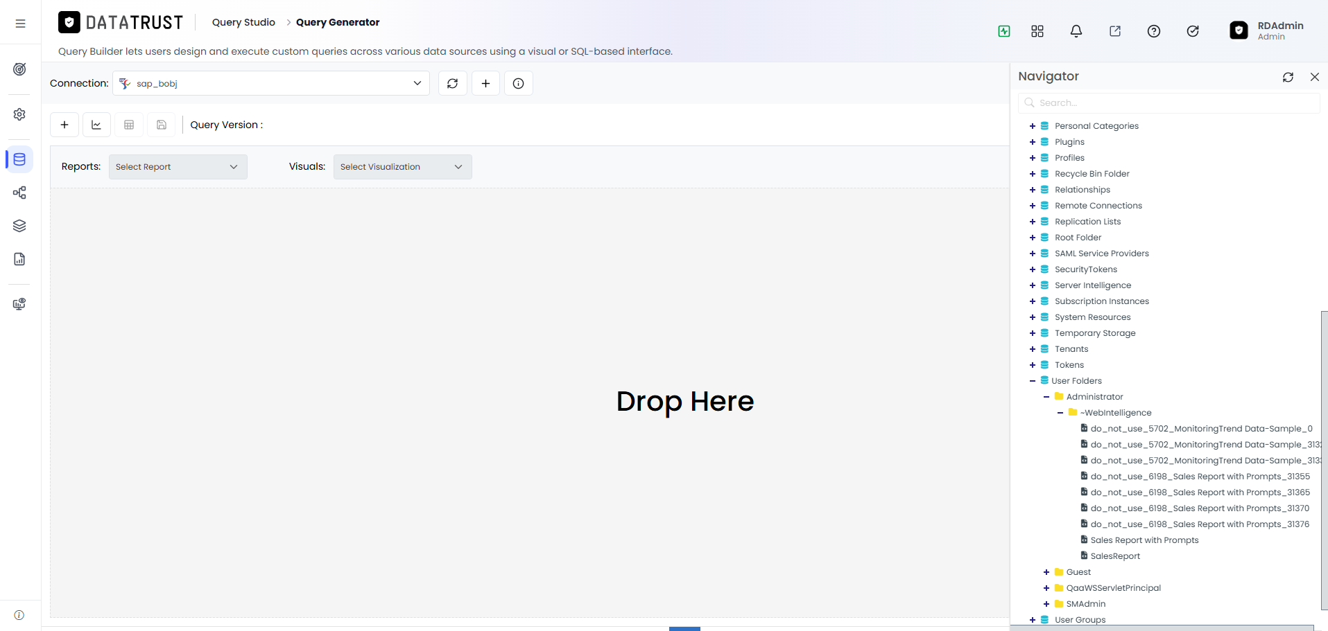 Expand user folders and select table