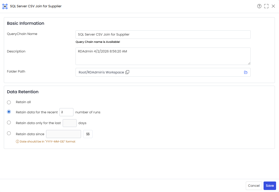 Query Chain Header widget