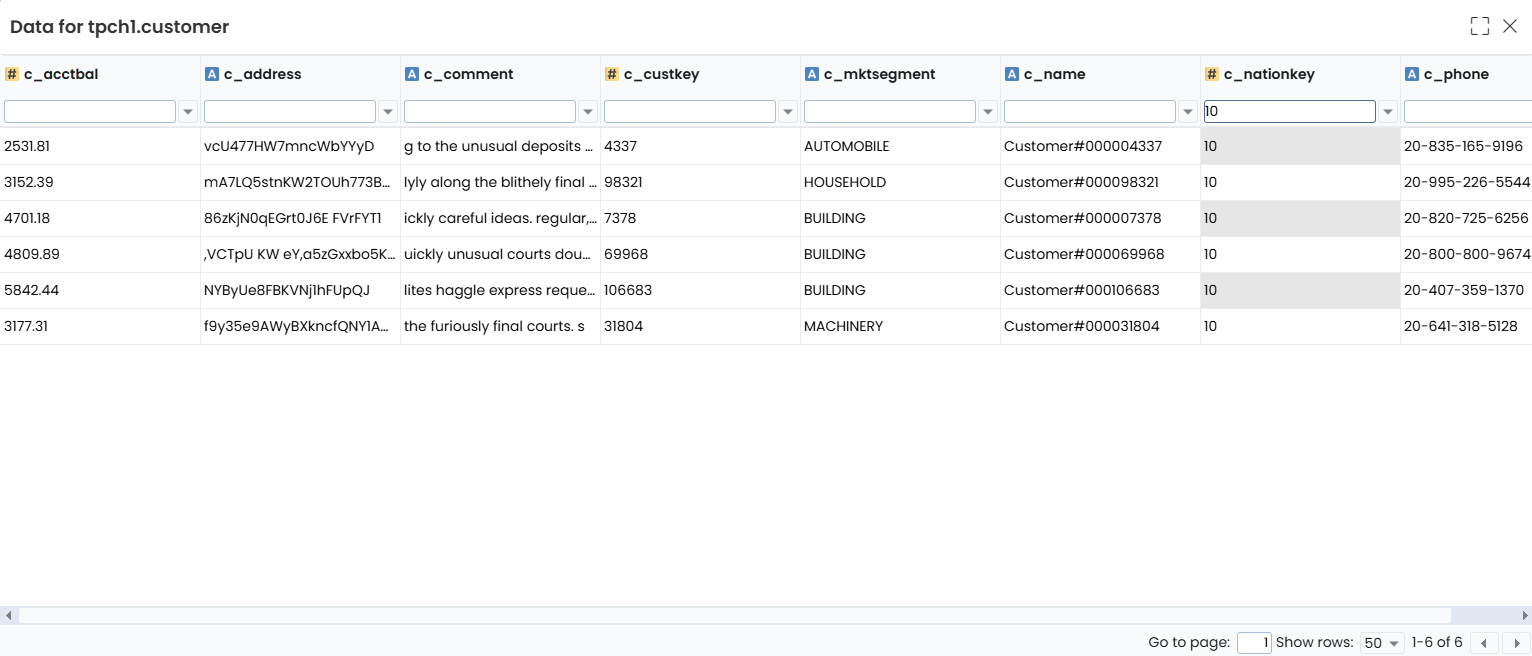 Search column name