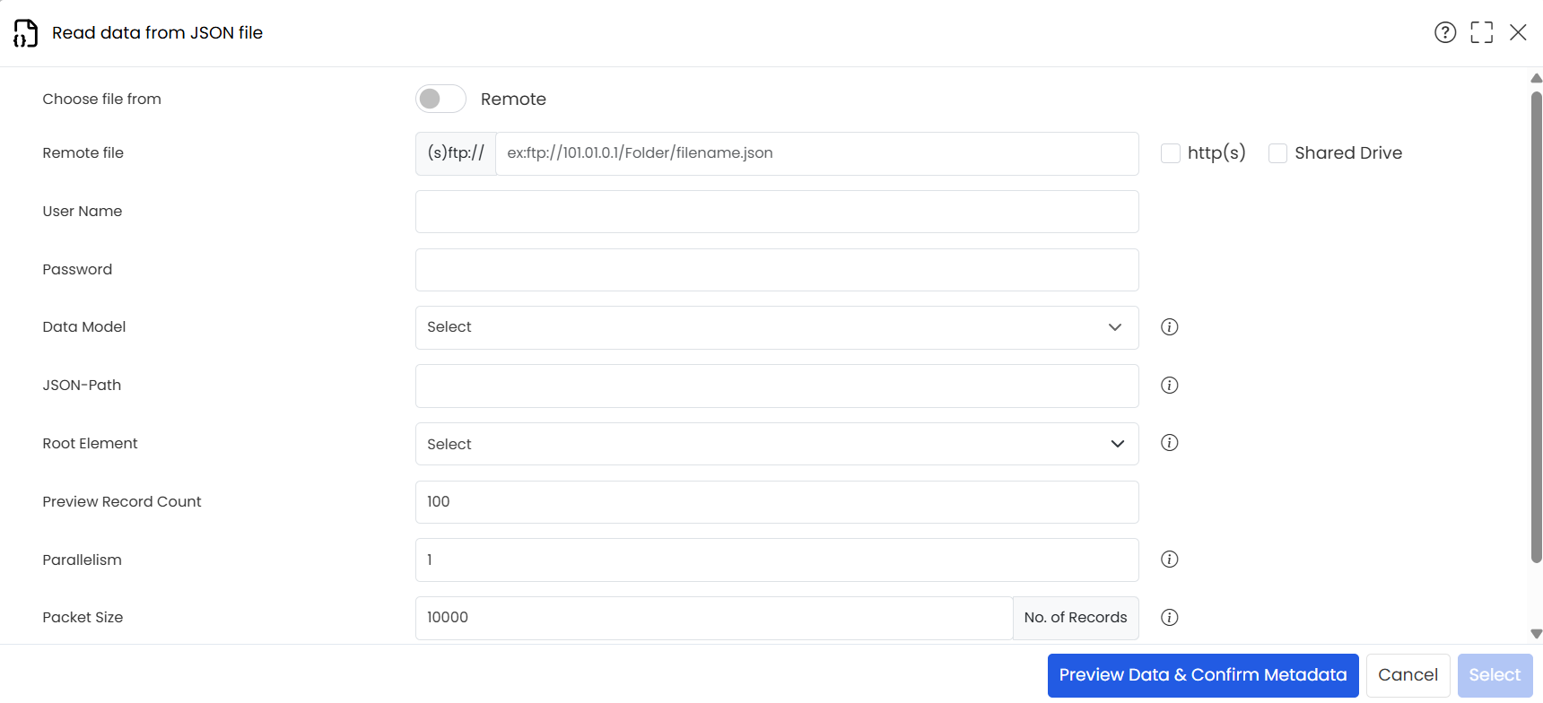 JSON file popup using Remote file