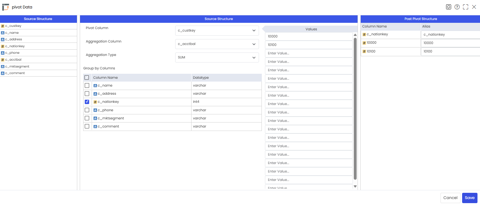 Configure and Save Pivot widget