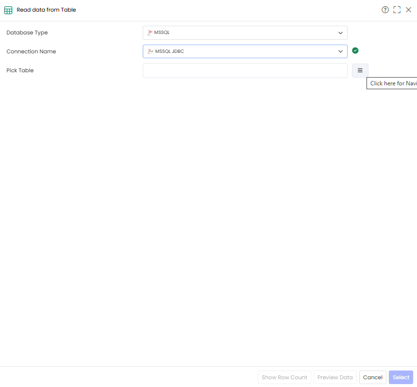 Database Type_Connection Name_Click the Navigator