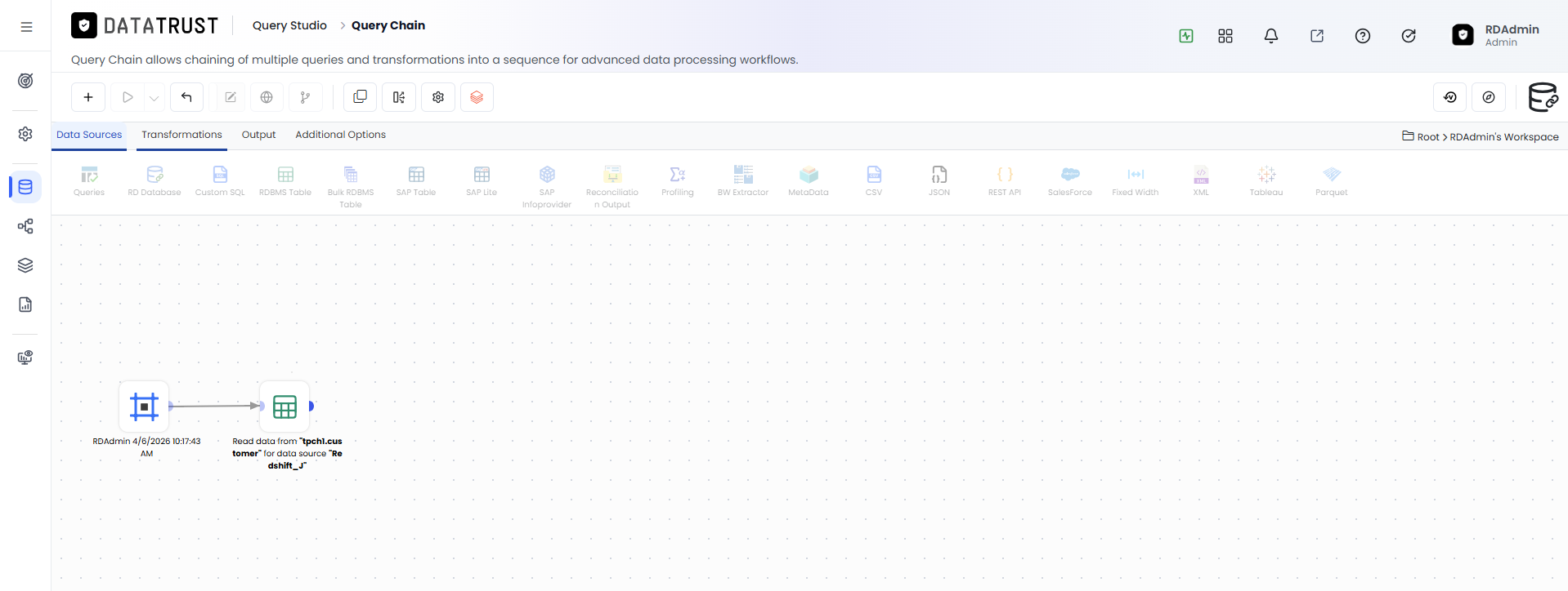 Trasformations tab option