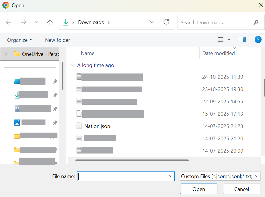 Choose Nation file and click on open button