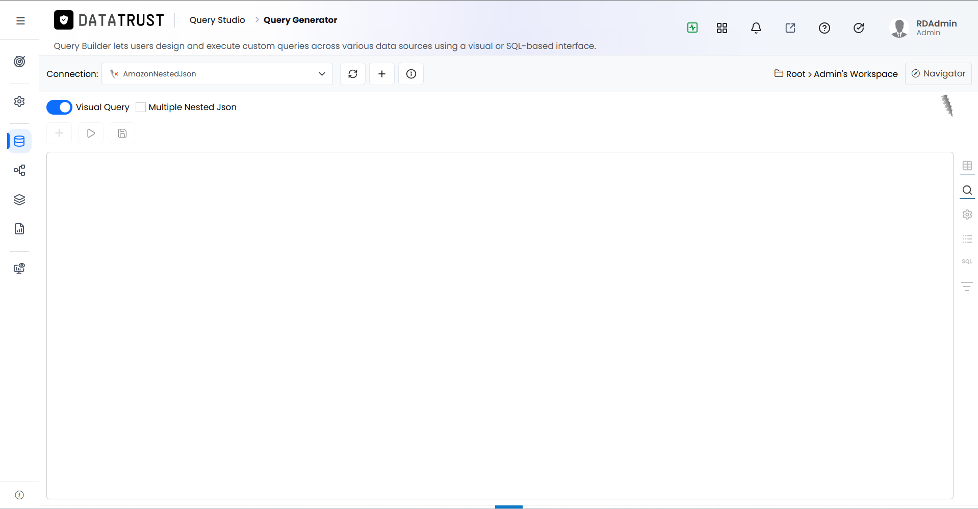 select profile and toggle to visual Query