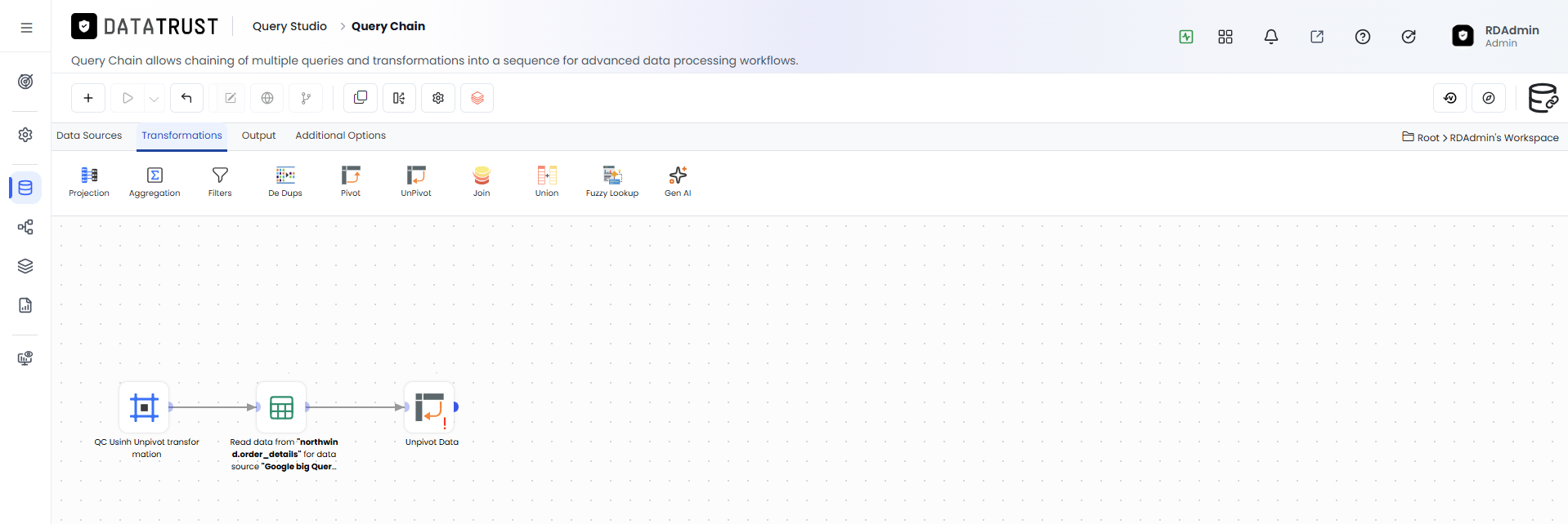 Drag and drop UnPivot widget