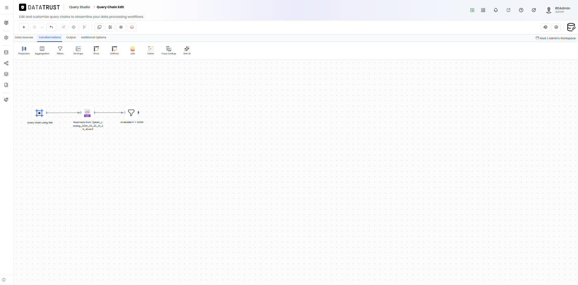 Querychain_Read data from table_saved filter_output tab