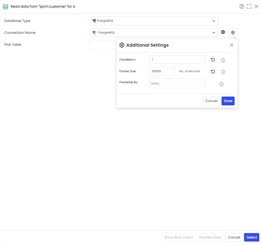 QC_RDBMS_Additional setting pop up