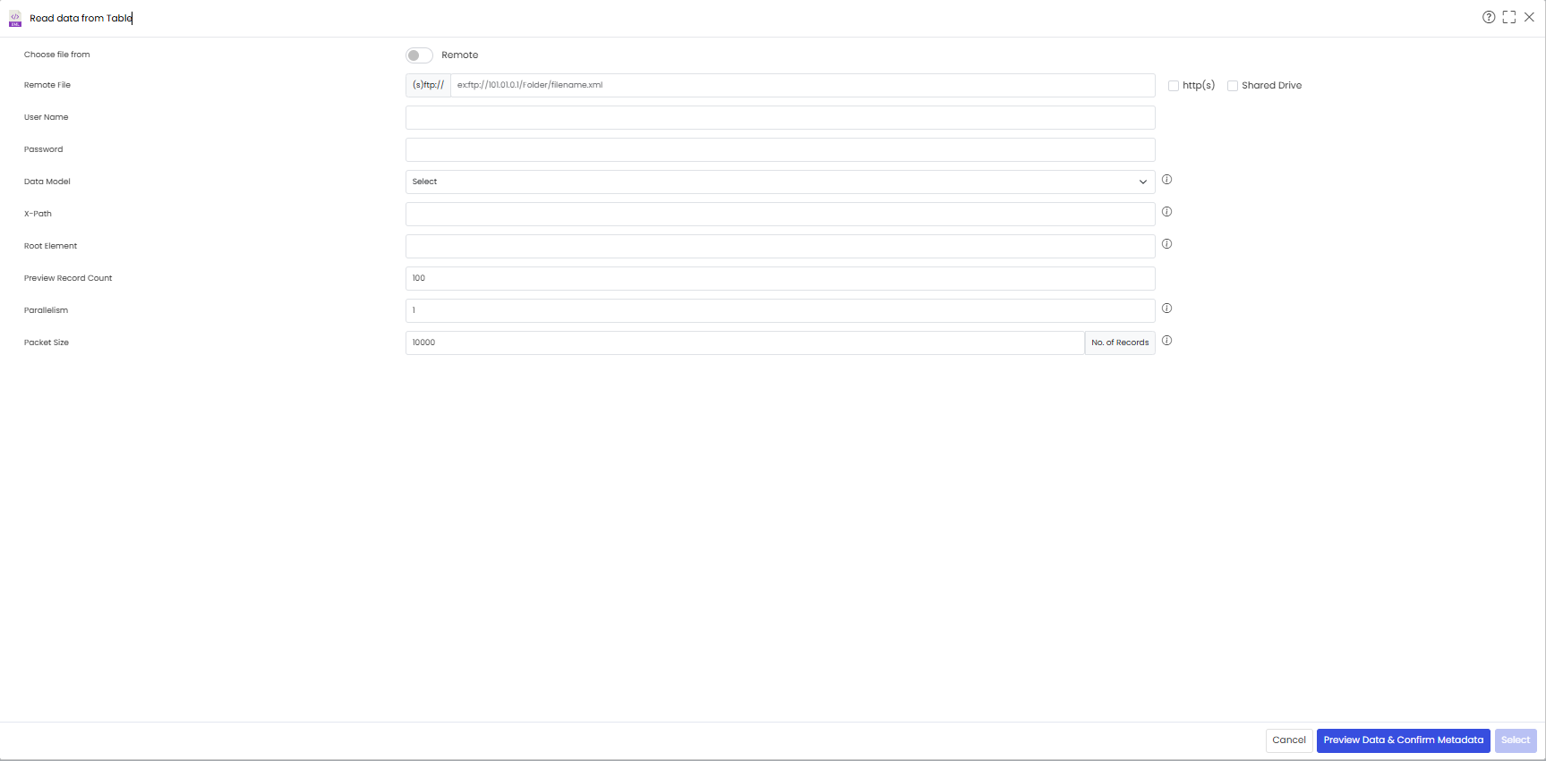 Query chain_read data from table pop up
