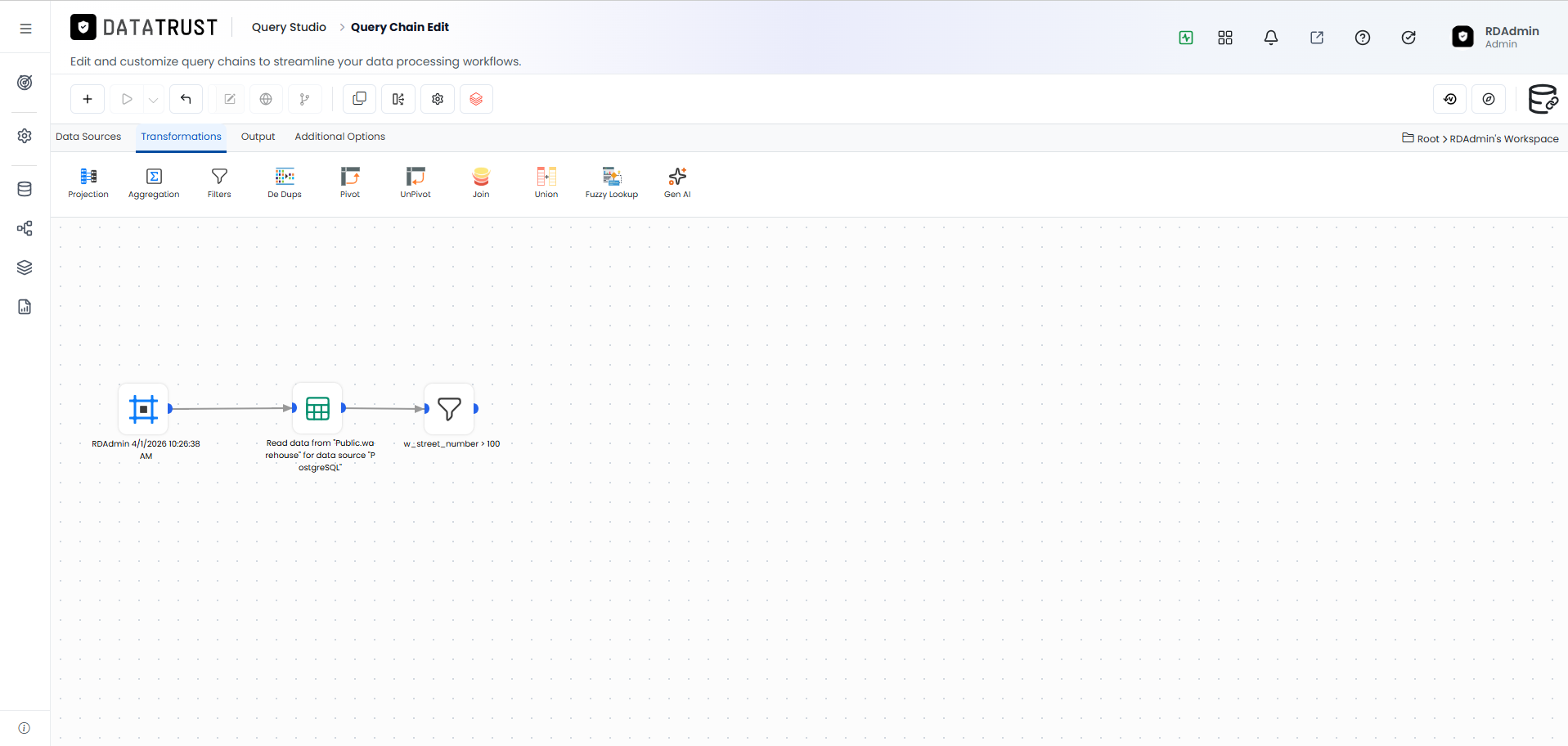 QC_RDBMS Filter_Saved pop up