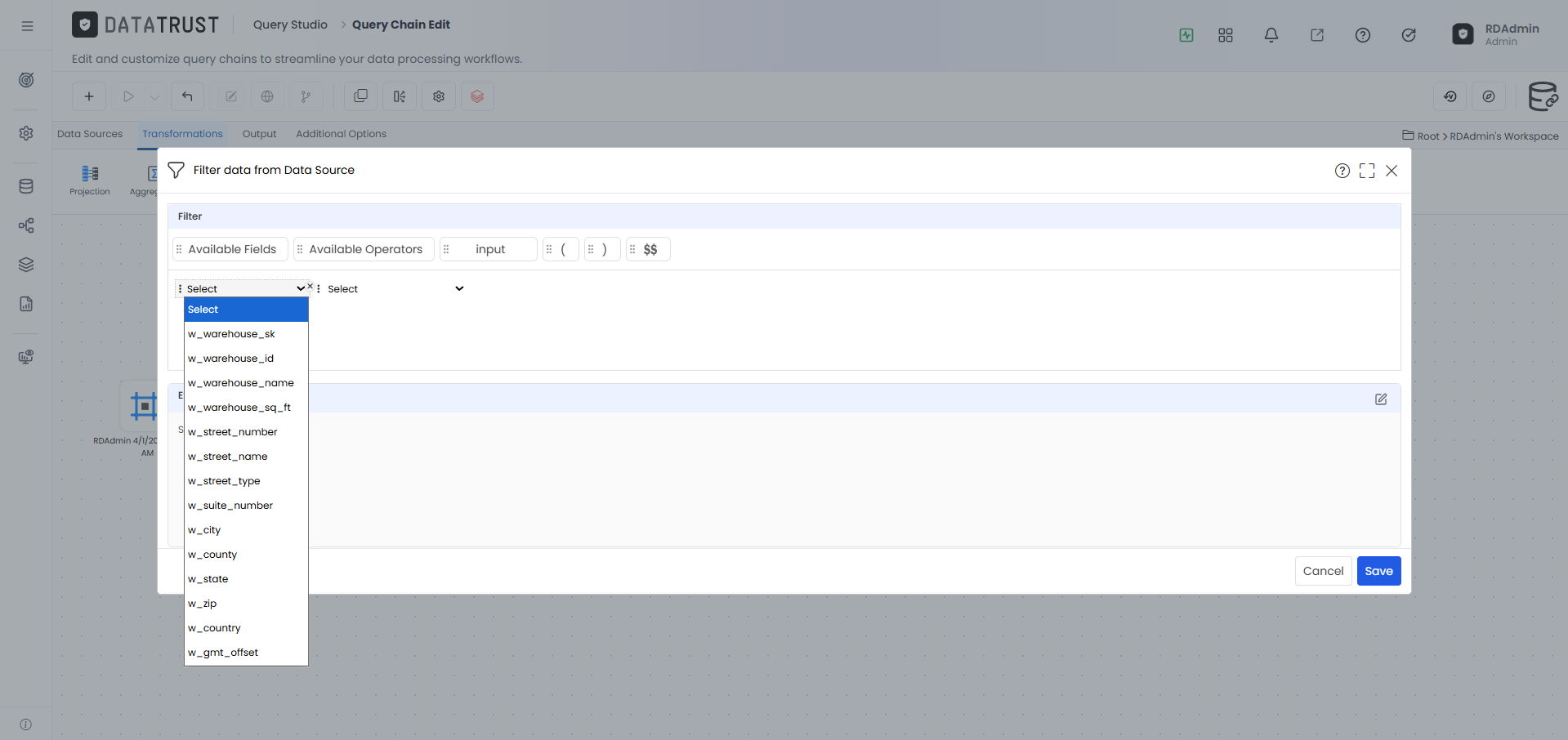 QC_Filter_fileds drop down
