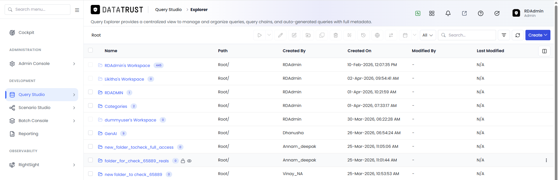 Query Studio Option
