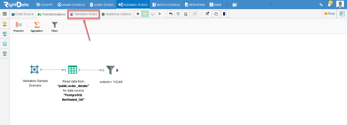Business Rule validation of output of custom SQL query – RightData