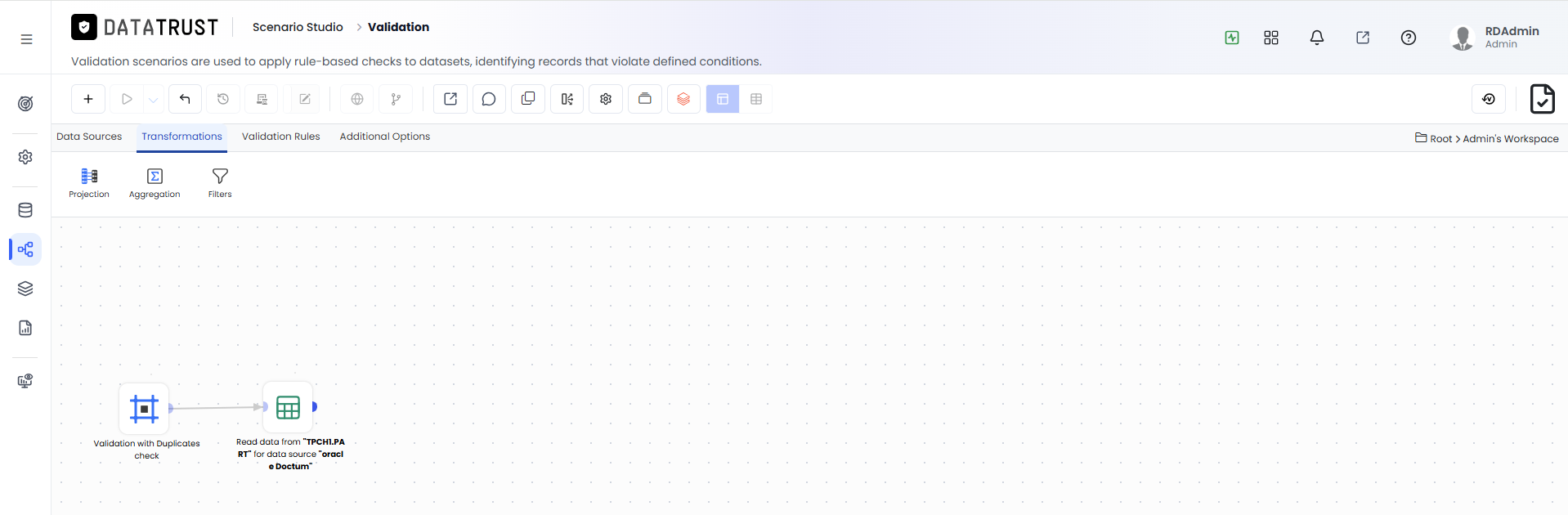 Click on Trasformations Tab