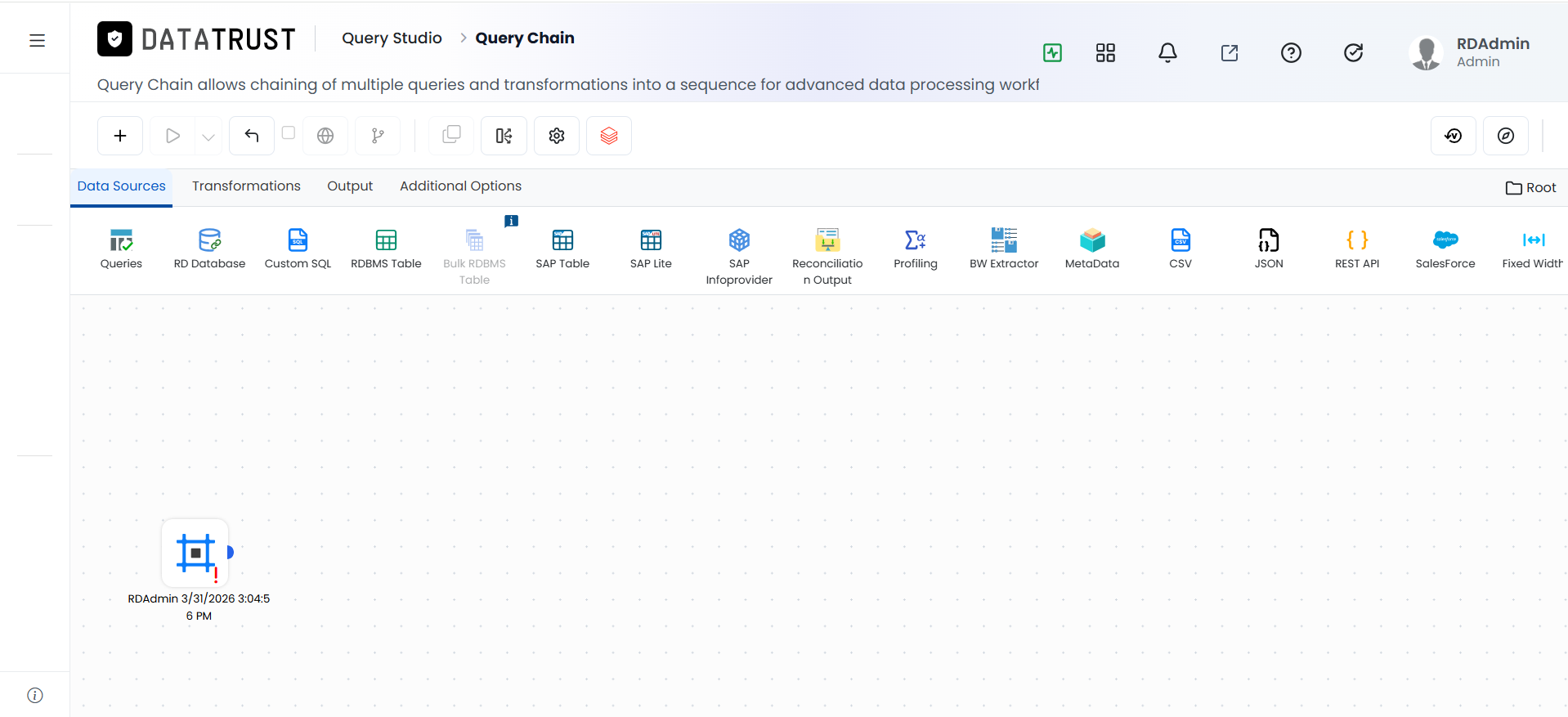 Query Chain-Create page