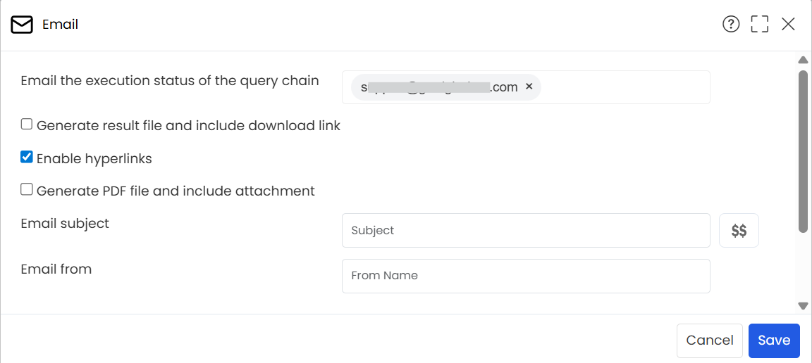 Email popup-Click the Save button