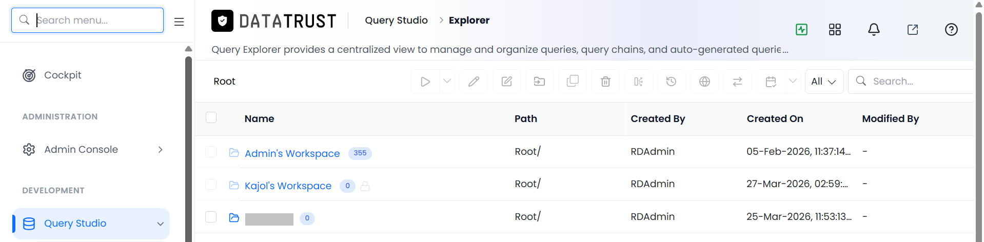 Click the Query Studio