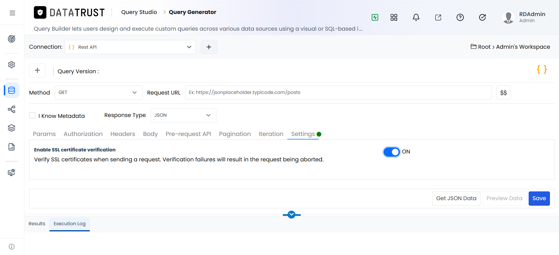 Restapi-Settings tab-ON toggle button