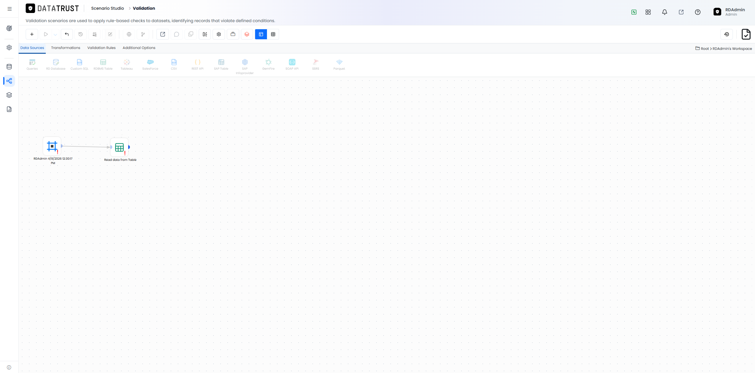 Drag and Drop RDBMS widget