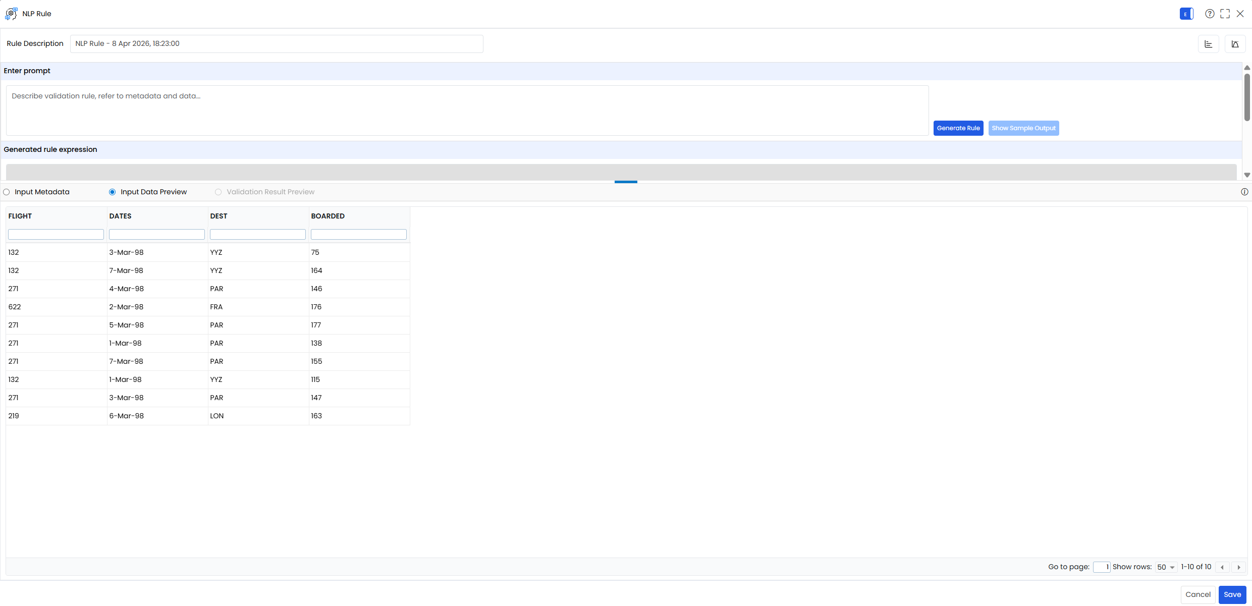 Click the Input Data Preview