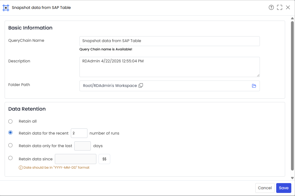 Query Chain Header Widget