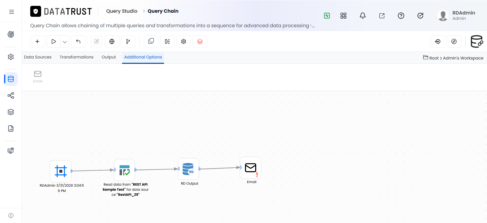 Drag and drop the Email widget on the Additional Options tab