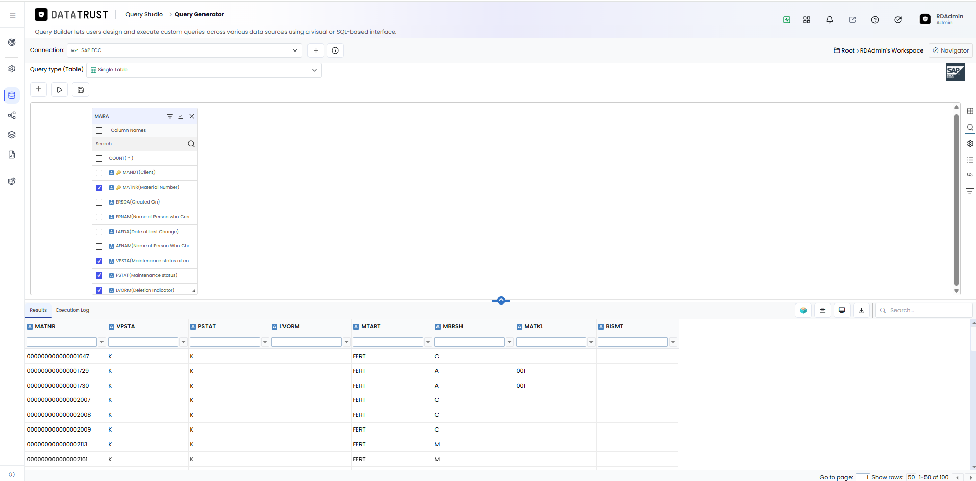 Click on execute and filtered data