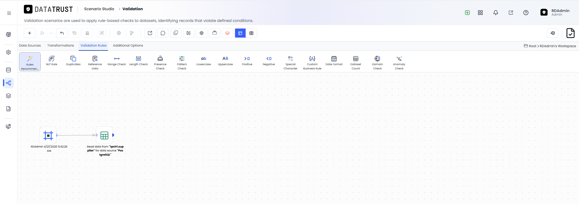 Click on Validation Rules tab