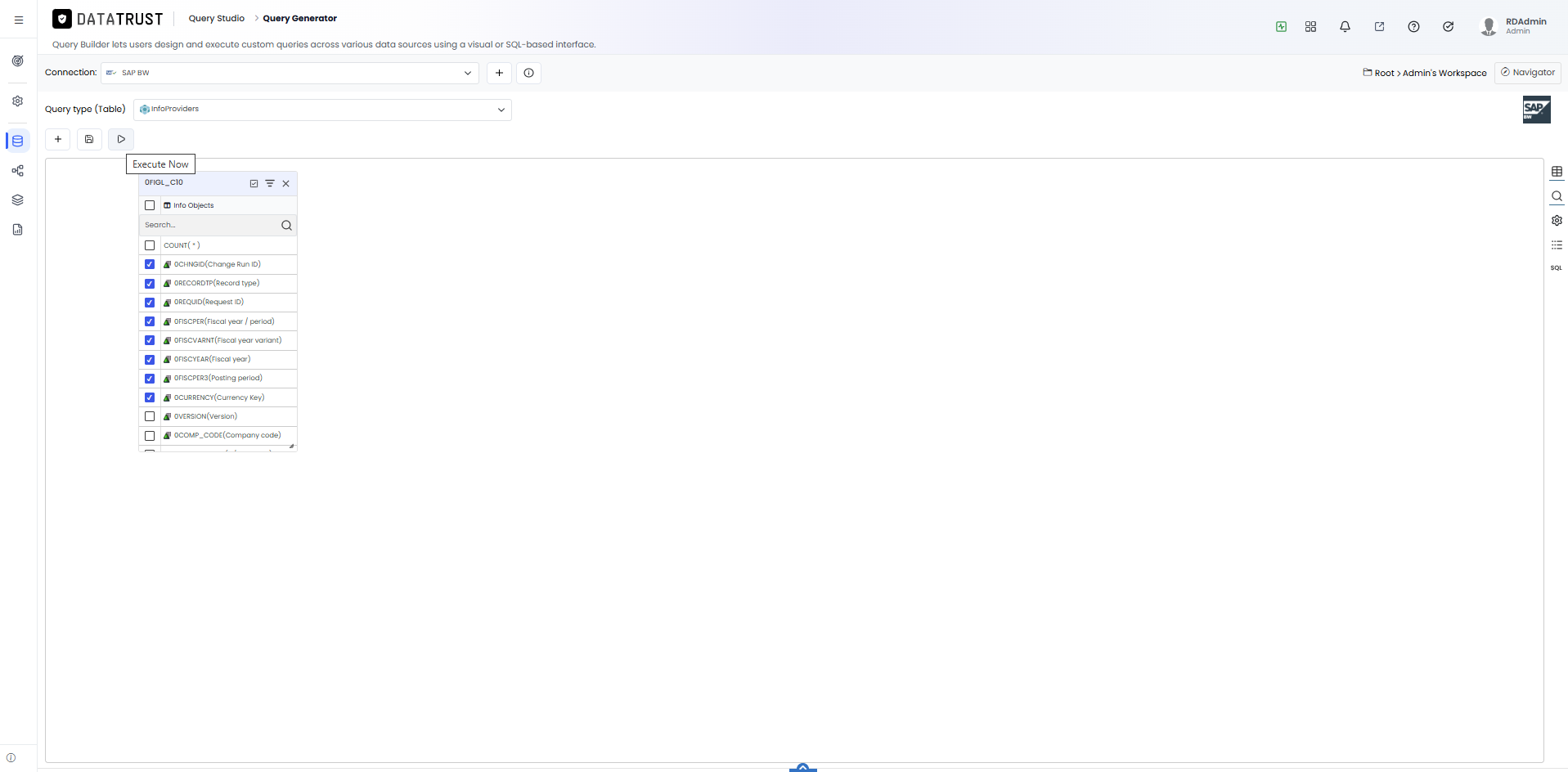 Drag table from navigator_execute button