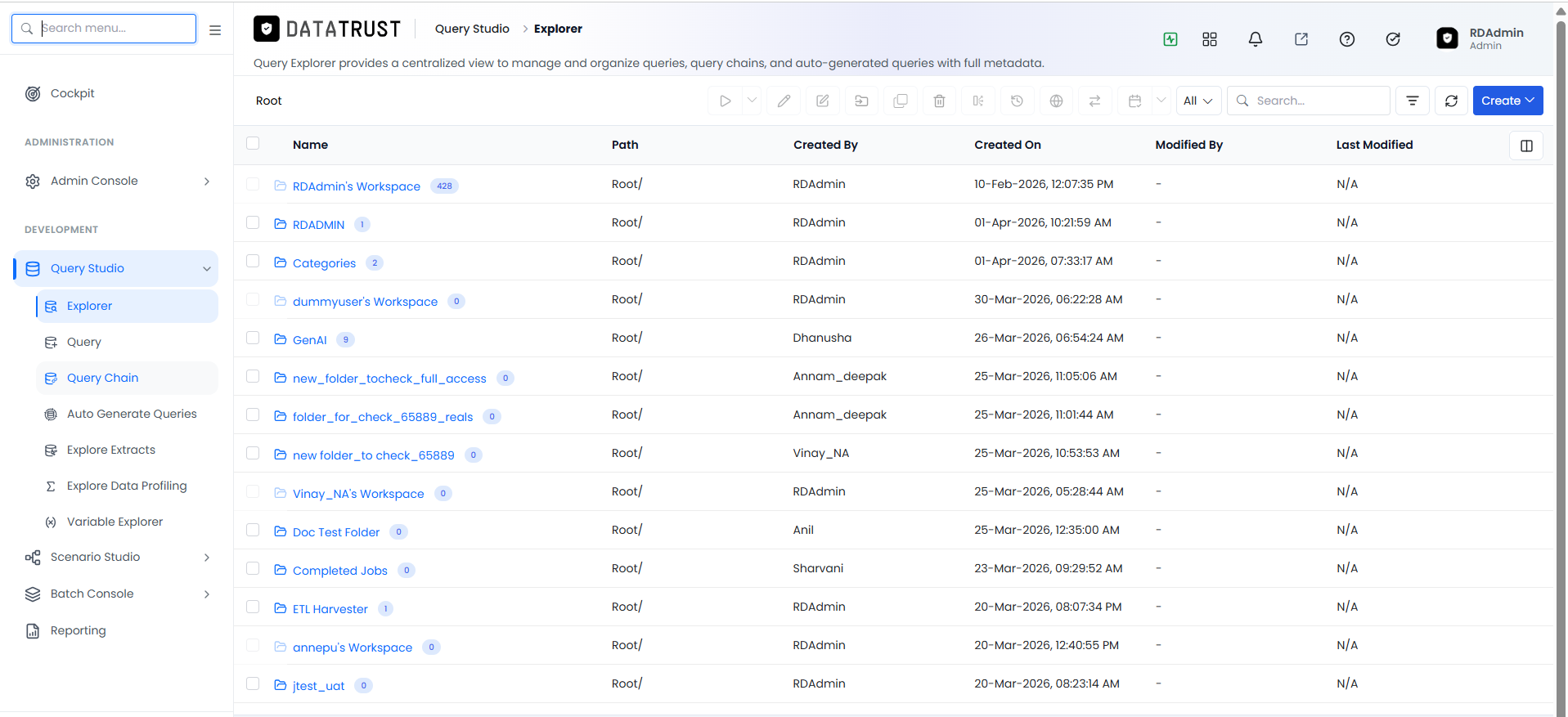 Querychain navigation