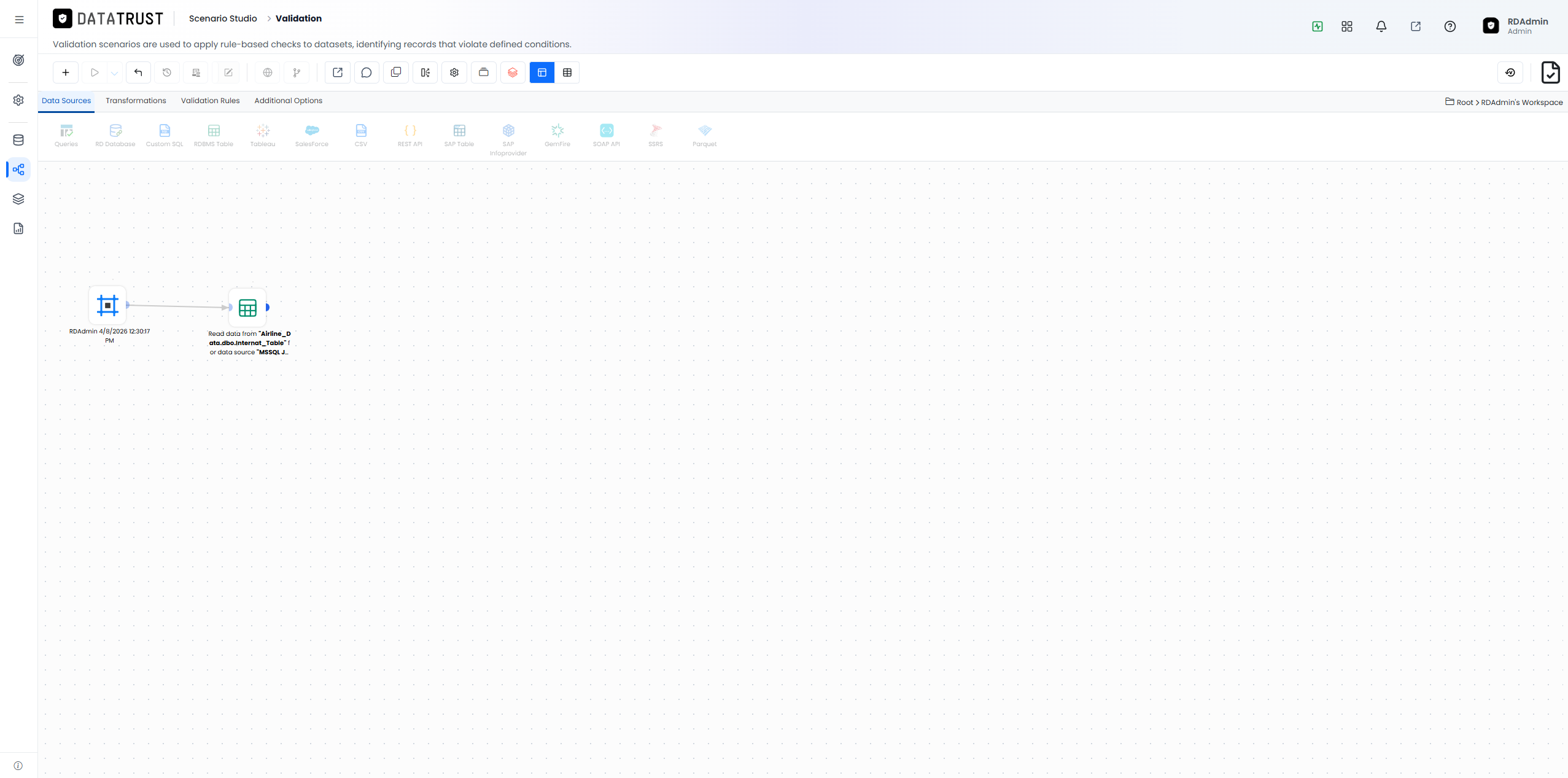 Create RDBMS widget