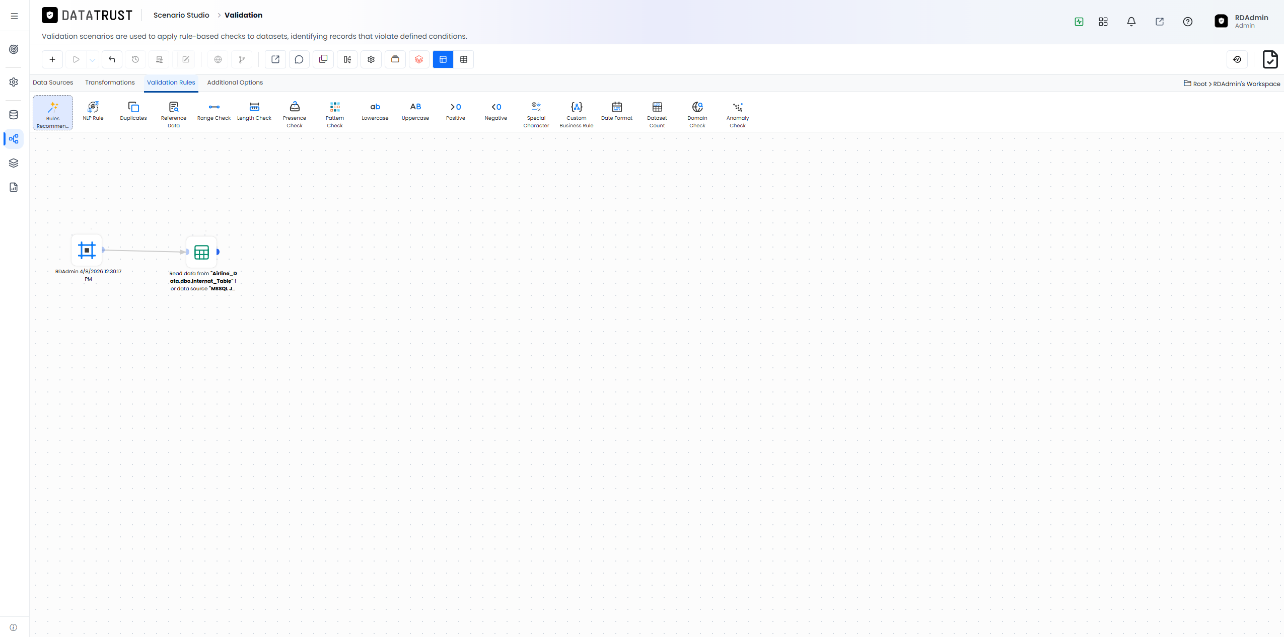 Click the Validation Rules tab