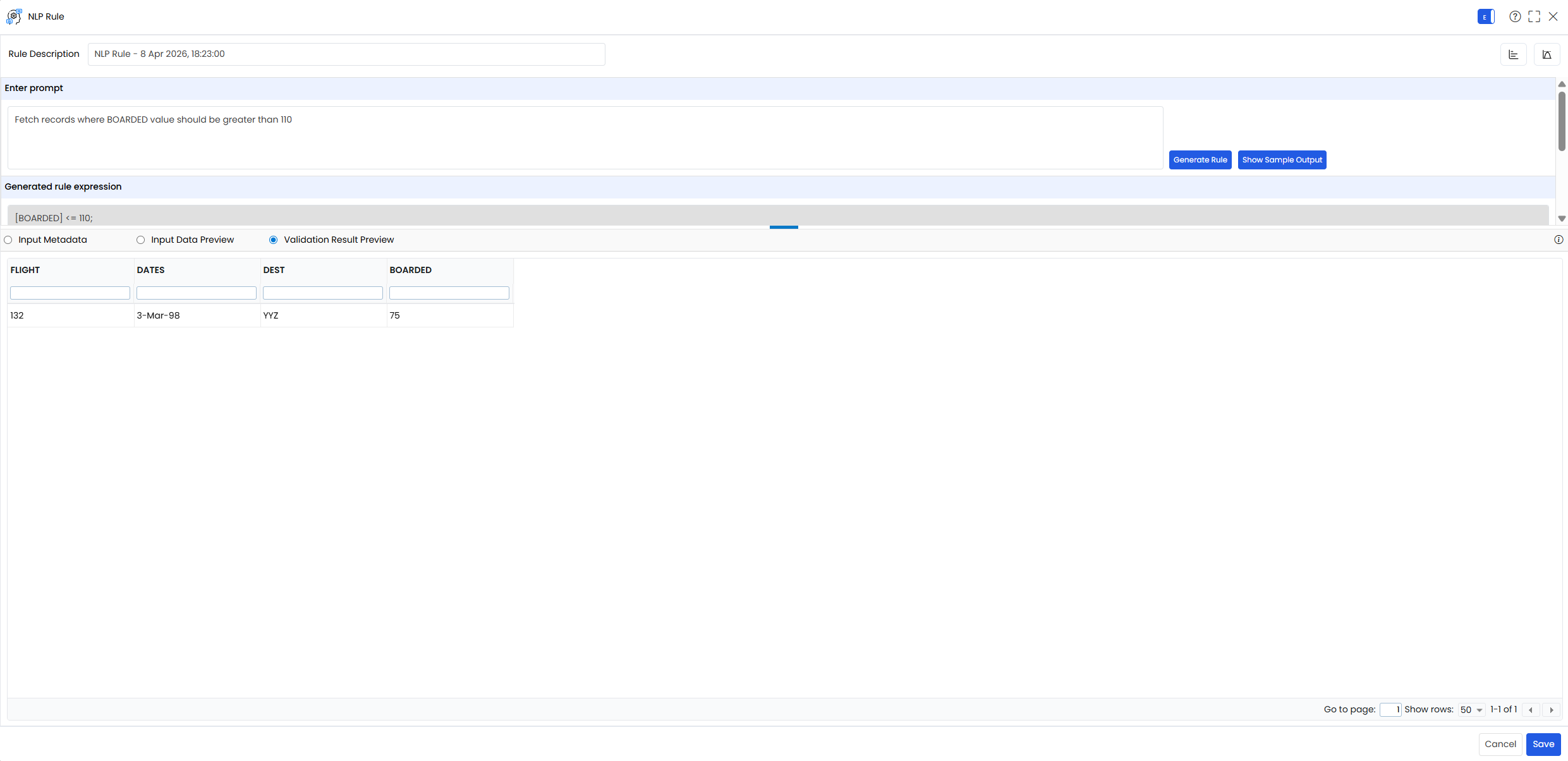 Click on show sample output and Save