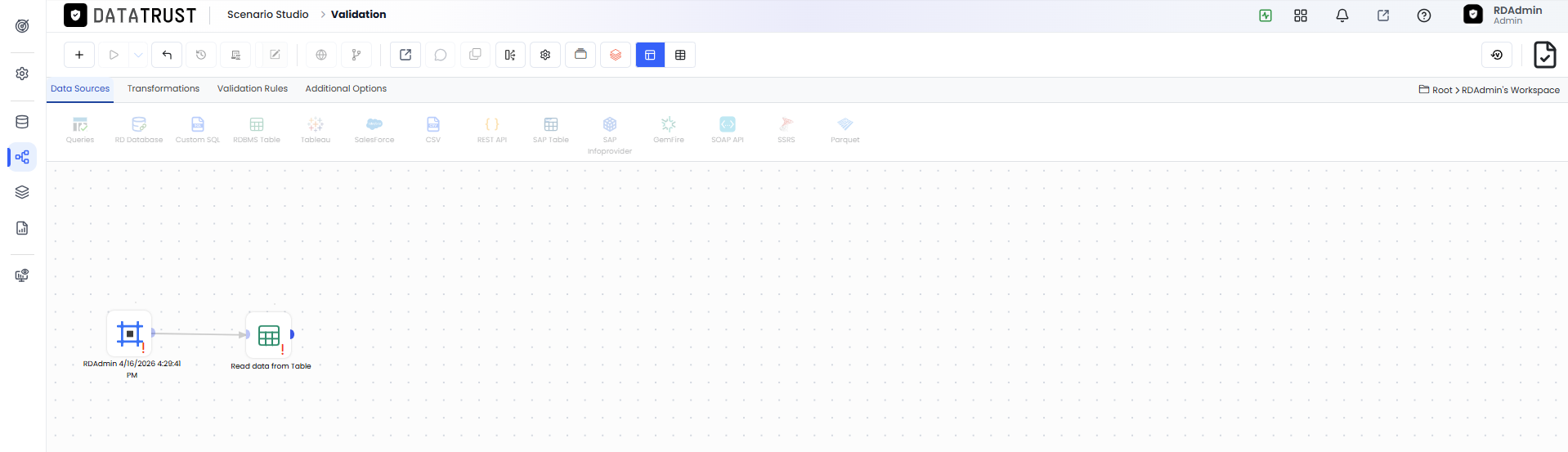 Drag and drop RDBMS Widget