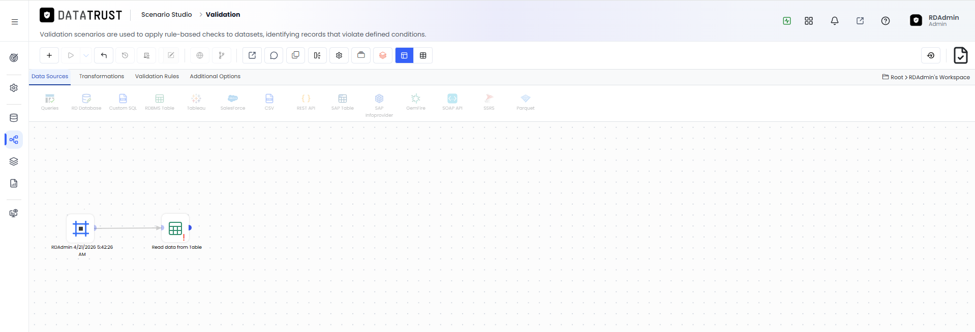 Drag and drop RDBMS Widget