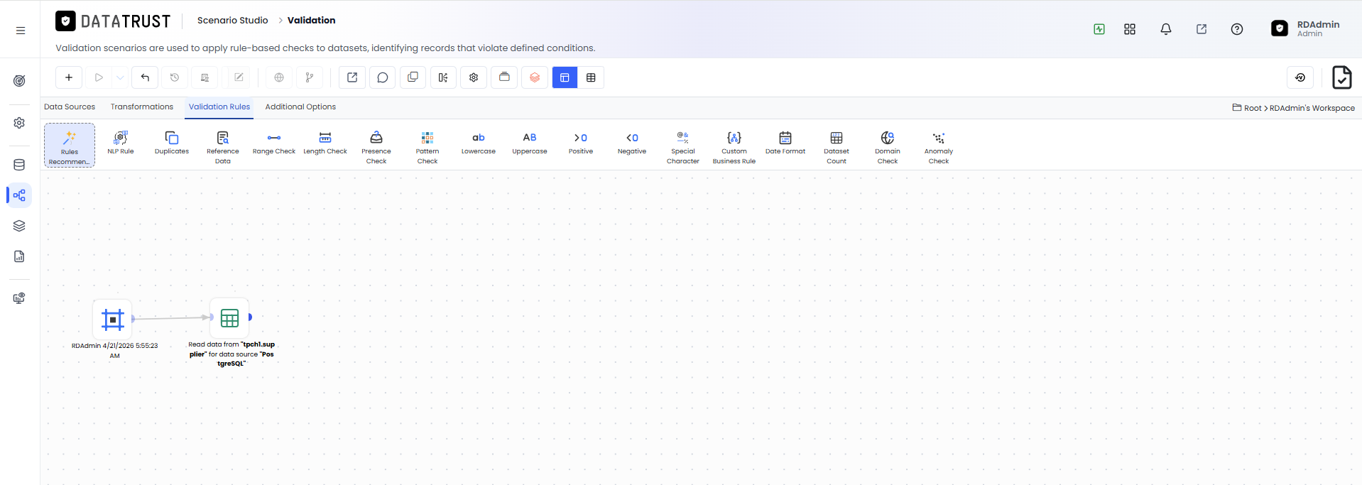 Click on validation rules tab