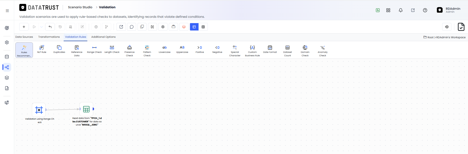 Click on Validation Rules tab