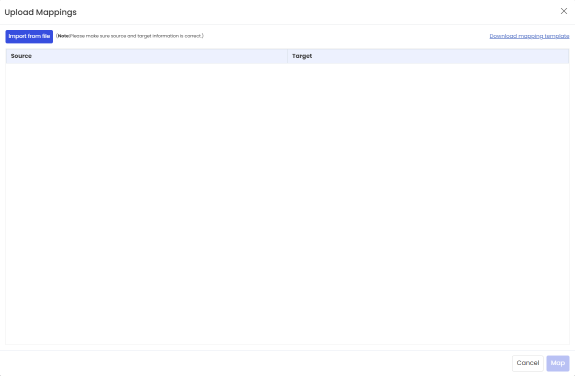 Upload mapping Doenload Trmplate- Impor file Options