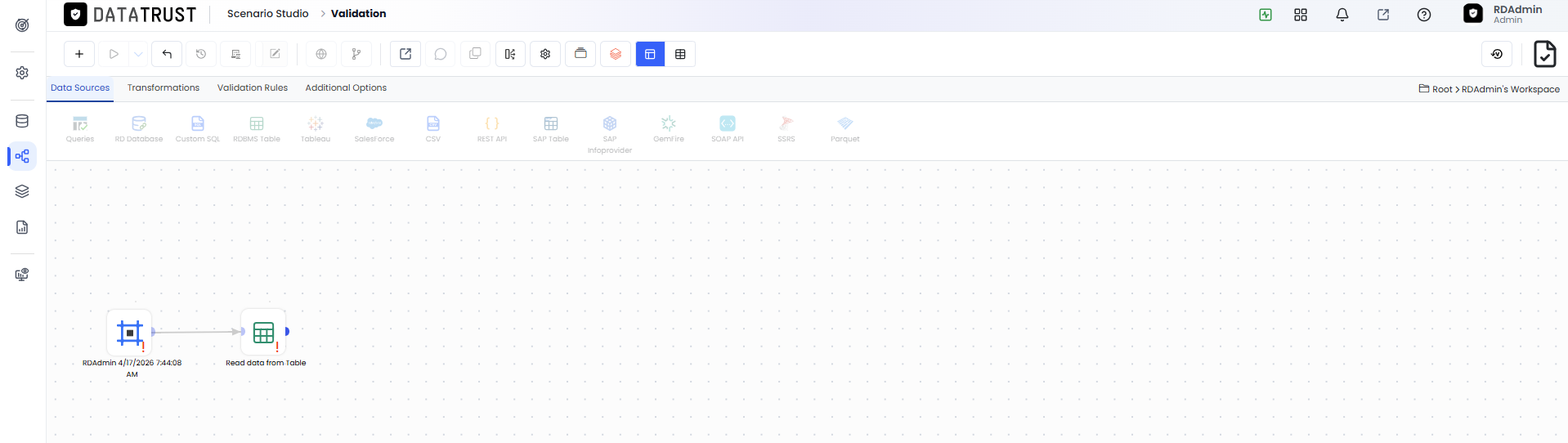 Drag and drop RDBMS Widget