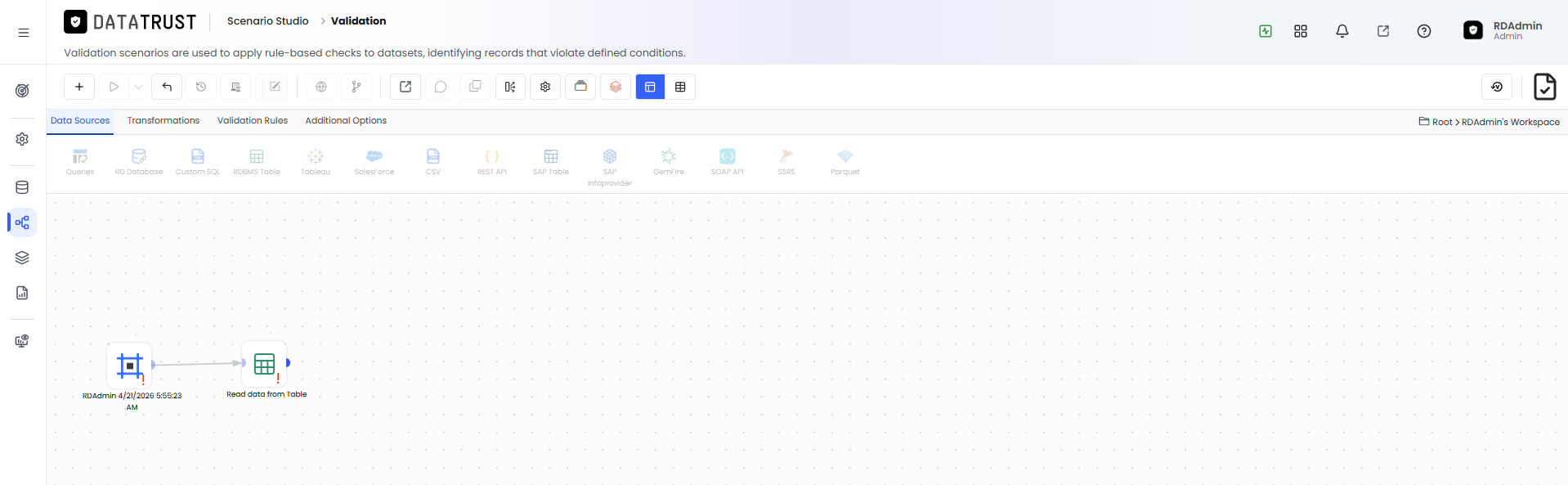 Drag and drop RDBMS Widget