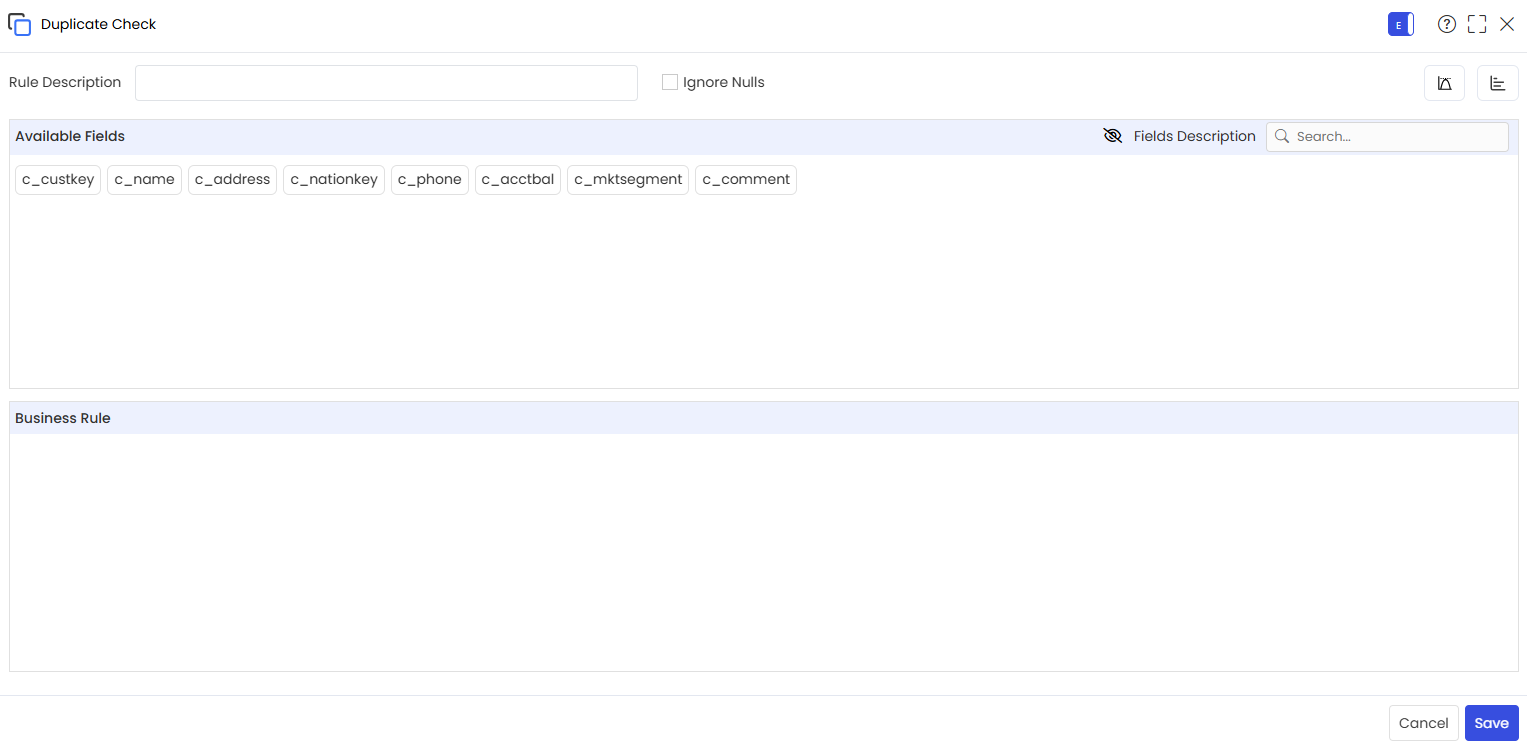 All Fields in the Duplicate Check rule