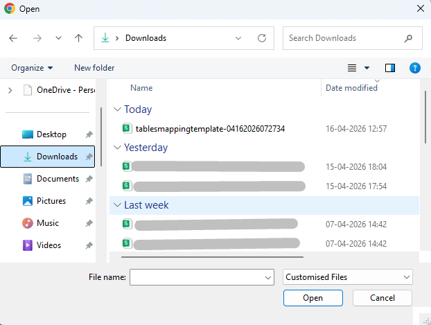 Open File Popup