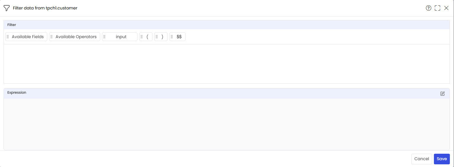 Filter Widget Popup