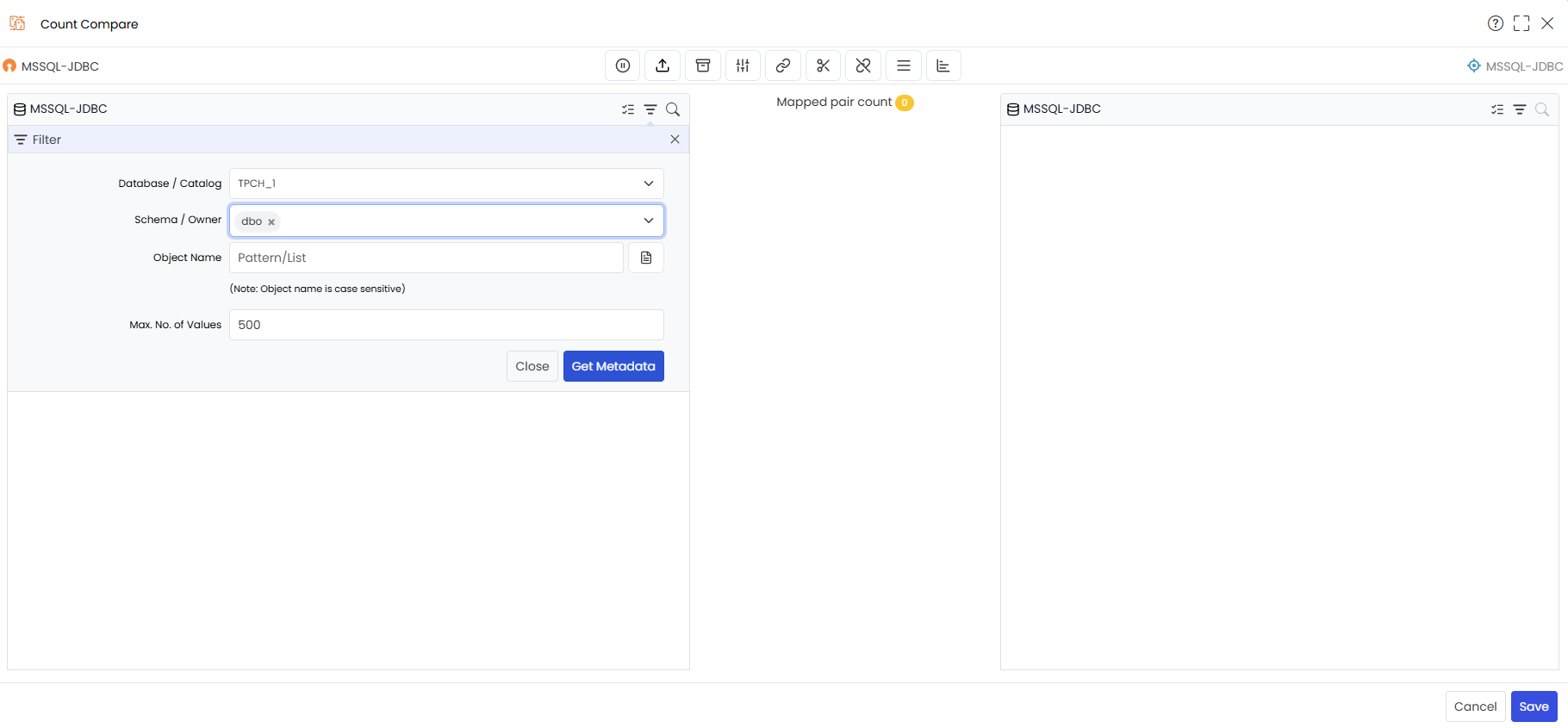 Click on Source Get Metadata button